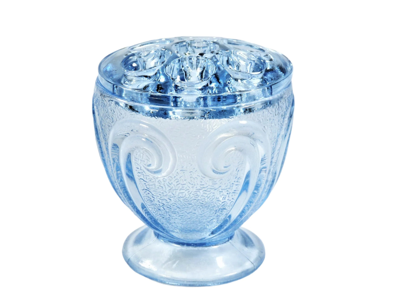 Blue Glass Vase, Posy Vase, Pressed Glass, Pretty Small Vase