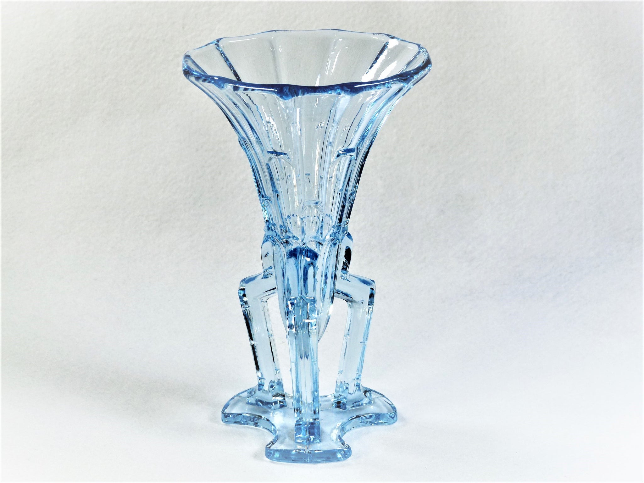 Art Deco Rocket Vase, 1930's Czech Blue Glass | DecorativeVintage ...