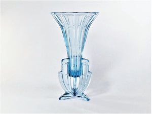 Art Deco Blue Glass 'Rocket' Vase, 1930's, Czech Glass