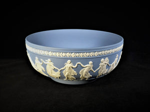 Magnificent Wedgwood "Dancing Hours" Bowl, Blue Jasperware, Beautiful Condition
