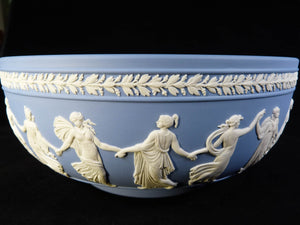 Magnificent Wedgwood "Dancing Hours" Bowl, Blue Jasperware, Beautiful Condition