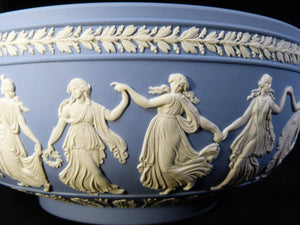Magnificent Wedgwood "Dancing Hours" Bowl, Blue Jasperware, Beautiful Condition