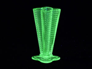 Uranium Glass Vase, Small Art Deco Vase, Glows Beautifully