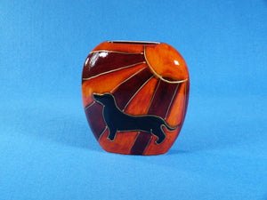Deco Dog Vase, Dachshund, Anita Harris Art Pottery, Very Cute Small Purse Vase