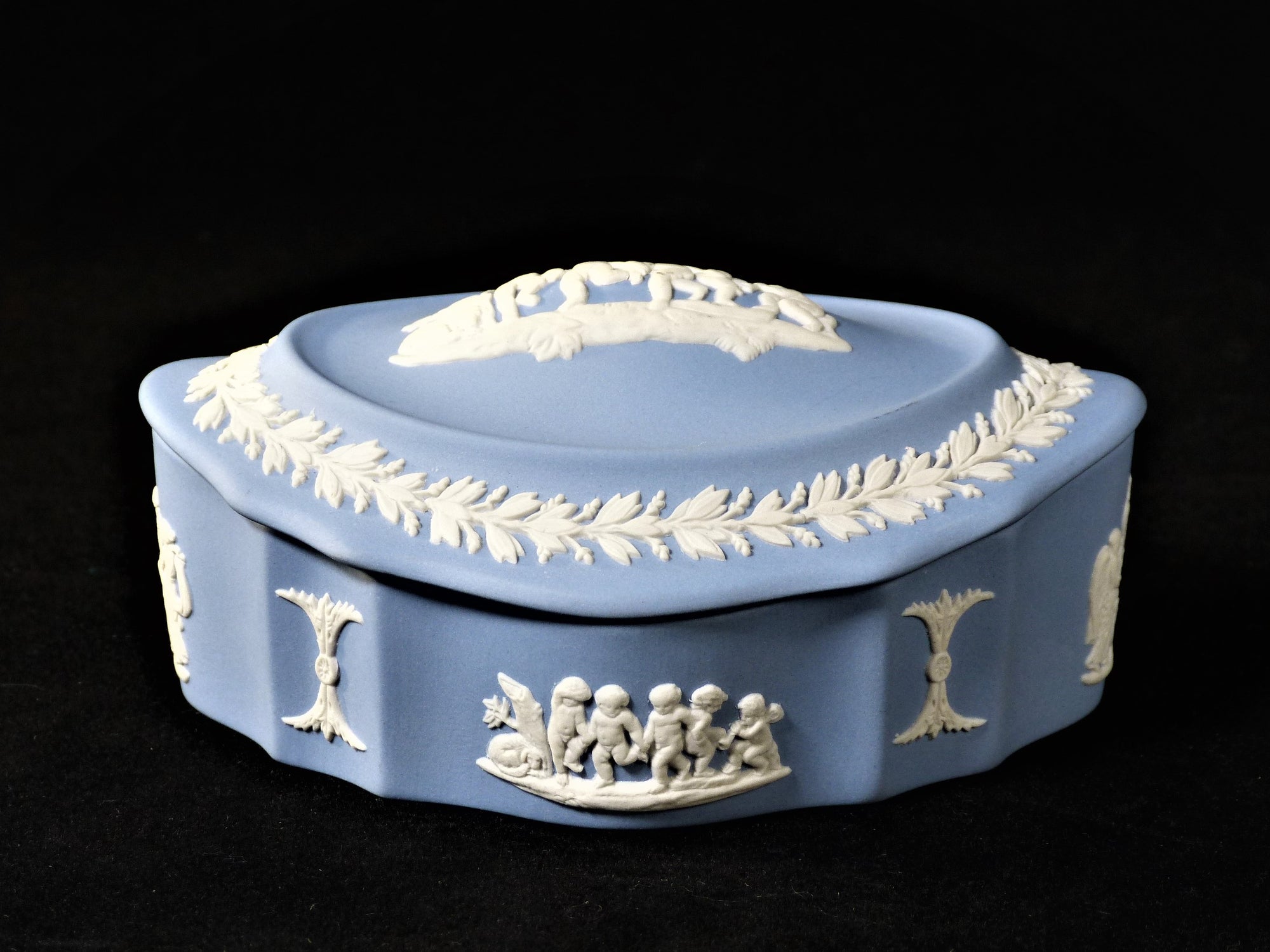 Jasperware Wedgwood Box, Oval Shaped Trinket Box