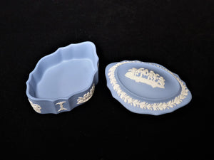 Jasperware Wedgwood Box, Oval Shaped Trinket Box
