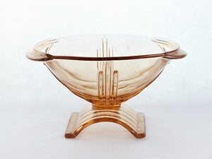 Stolzle Pink Glass Bowl, Art Deco 1930's Czech Bowl, Superb Footed Base