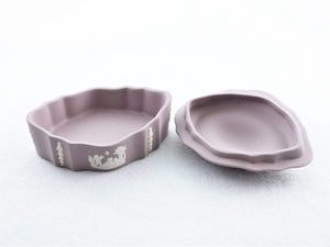Lilac Jasperware Wedgwood Box, Oval Shaped Trinket Box
