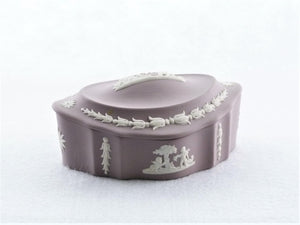 Lilac Jasperware Wedgwood Box, Oval Shaped Trinket Box