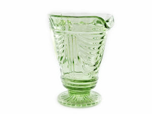 Art Deco Green Glass Jug, Pressed Glass Pitcher,  Attractive Colour