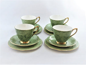 Royal Albert Tea Set, Green 'Gossamer' Pattern, English Bone China