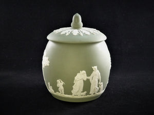 Wedgwood Jasperware Tobacco Jar, Green, 1956, Very Attractive