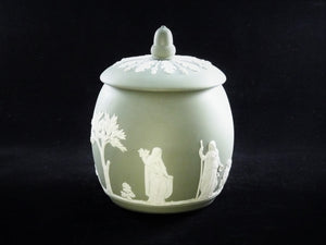 Wedgwood Jasperware Tobacco Jar, Green, 1956, Very Attractive