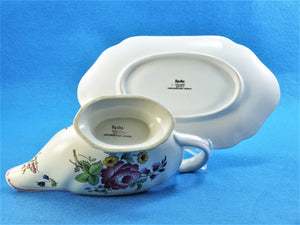 Spode "Marlborough Sprays" Gravy Boat and Saucer, Elegant Style