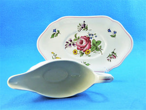 Spode "Marlborough Sprays" Gravy Boat and Saucer, Elegant Style