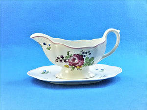 Spode "Marlborough Sprays" Gravy Boat and Saucer, Elegant Style