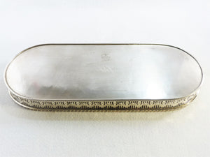 Silver-Plate Gallery Tray, Small Chased Serving Tray, Viners of Sheffield
