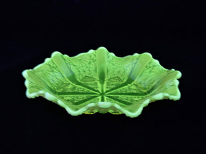 Uranium Glass Bowl, Davidson Primrose Pearline Glass, "Lady Chippendale"