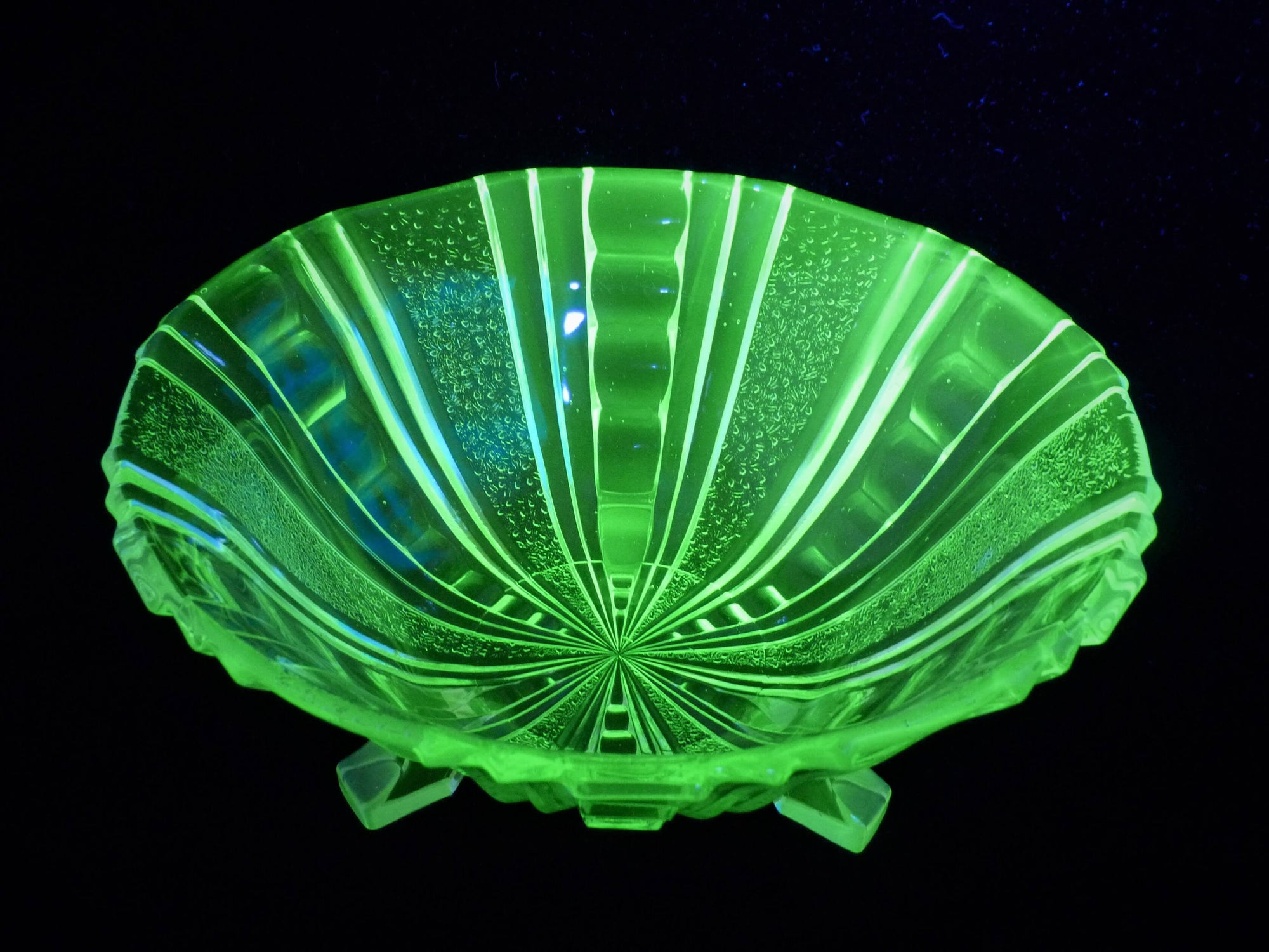 Uranium Glass Large Bowl, Stunning Art Deco Green Bowl