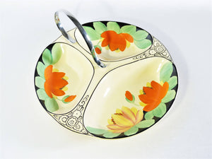 Art Deco Serving Dish, Divided Plate, Vintage Finger Food Plate