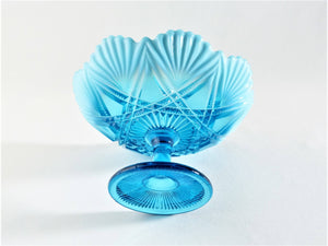 Davidson Blue Pearline Glass Bowl , "Victoria & Albert", Victorian Glass