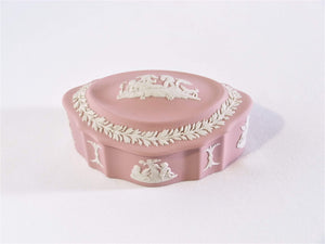 Pink Jasperware Wedgwood Box, Oval Shaped Trinket Box