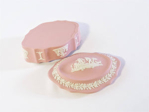 Pink Jasperware Wedgwood Box, Oval Shaped Trinket Box