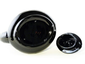 Victorian Jackfield Teapot and Trivet Stand, Black Glaze Pottery