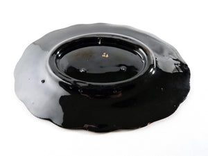 Victorian Jackfield Teapot and Trivet Stand, Black Glaze Pottery