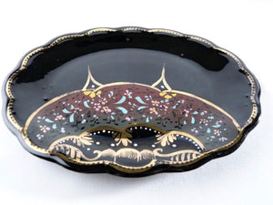 Victorian Jackfield Teapot and Trivet Stand, Black Glaze Pottery