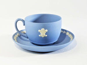 Wedgwood Jasperware Blue Cup and Saucer, Charles and Diana Commemorative Duo