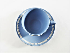 Wedgwood Jasperware Blue Cup and Saucer, Charles and Diana Commemorative Duo