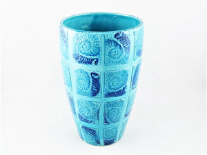 Mid Century Blue Pottery Vase, Stunning Colour