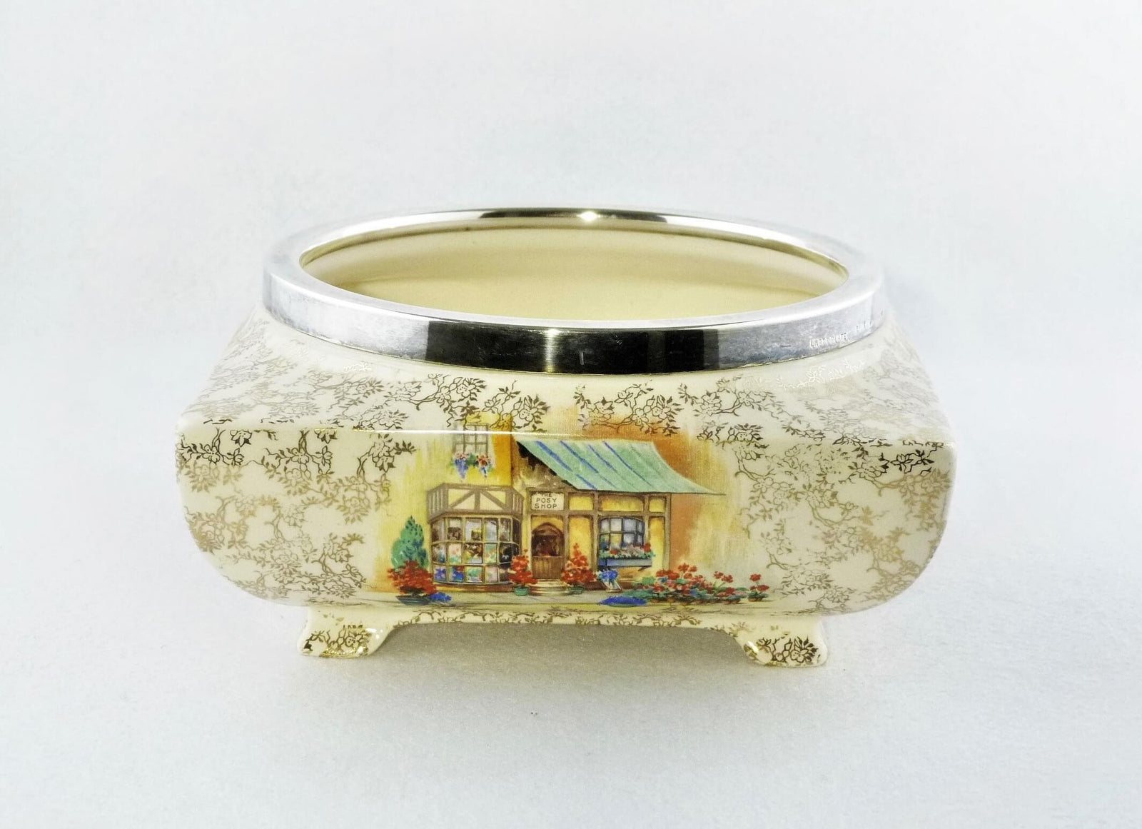 English Chintz Bowl, Sandland Ware Bowl, Vintage Chintz Gilding