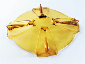 Stolzle Art Deco Amber Glass Serving Platter, Shallow Bowl, Pretty Colour