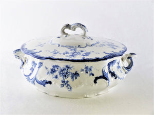 Ridgways "Chiswick" Covered Vegetable Dish, Flow Blue, No 293234
