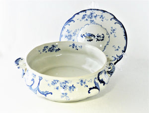 Ridgways "Chiswick" Covered Vegetable Dish, Flow Blue, No 293234