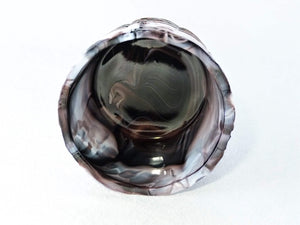 Match Holder/Bowl Victorian Slag/Malachite Glass, 1890's, Purple and White
