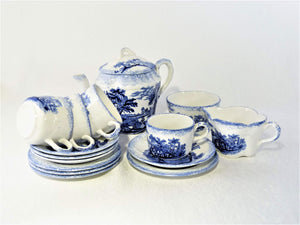 Antique Ridgways Children's Blue and White Tea Set, "Humphrey's Clock"