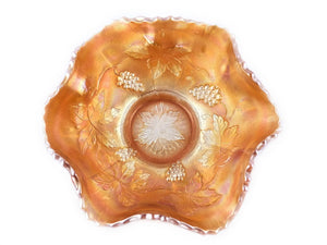 Carnival Glass Marigold Bowl, Fenton Grapes and Leaves Pattern, Very Pretty