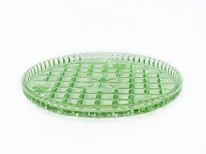 Green Glass Serving Plate, 1930-40's, Crown Crystal, Pressed Glass