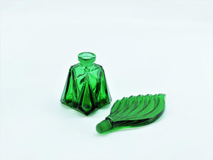 Art Deco Style Green Glass Perfume Bottle, Superb Gift