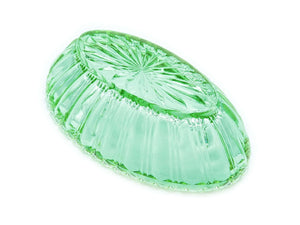 Green Glass Oval Bowl, Crown Crystal Serving Dish, Australian Pressed Glass