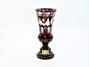 Ergermann Ruby Glass Vase, Bohemian Glass, Original Label