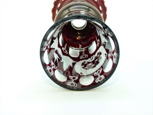 Ergermann Ruby Glass Vase, Bohemian Glass, Original Label