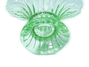 Green Glass Fan Vase, Attractive Vintage Posy Vase, Very Pretty