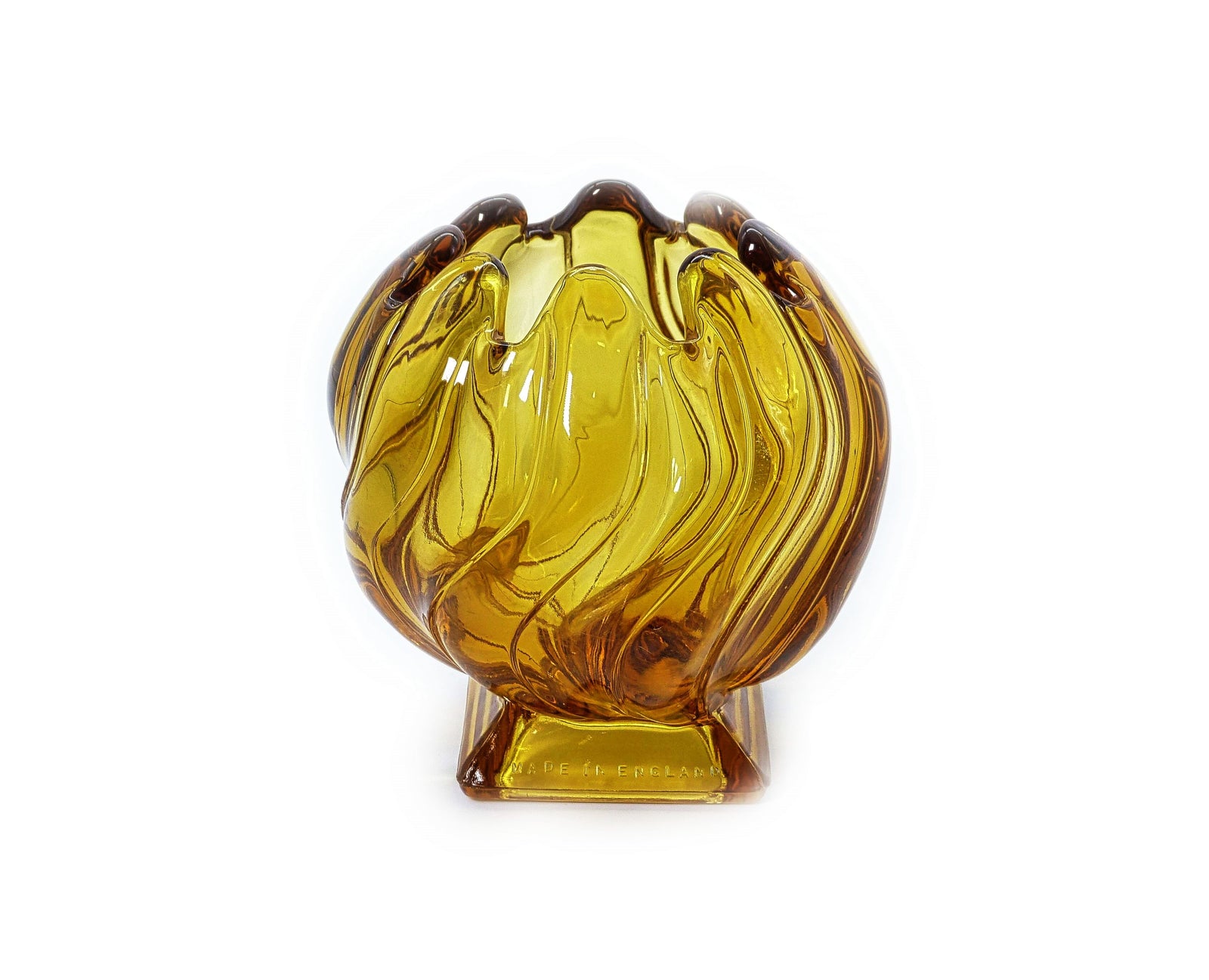 Art Deco Amber Glass Vase, Bagley Posy Vase, Equinox No 3061