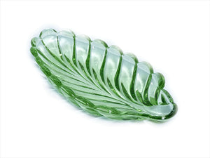 Green Glass Leaf Plate, 1940's Bagley Glass,