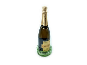 Green Glass Bottle Holder, Vintage Decorative Wine Bottle Stand