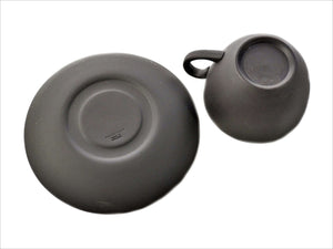 Wedgwood Black Basalt Cup and Saucer, Elegant Black, 1970's.